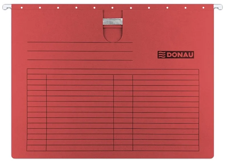 Dosar suspendabil cu sina, carton 230g/mp, bagheta metalica, 5 buc/set, DONAU - rosu