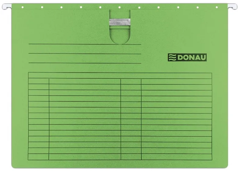 Dosar suspendabil cu sina, carton 230g/mp, bagheta metalica, 5 buc/set, DONAU - verde