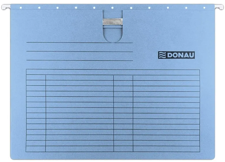 Dosar suspendabil cu sina, carton 230g/mp, bagheta metalica, 5 buc/set, DONAU - albastru