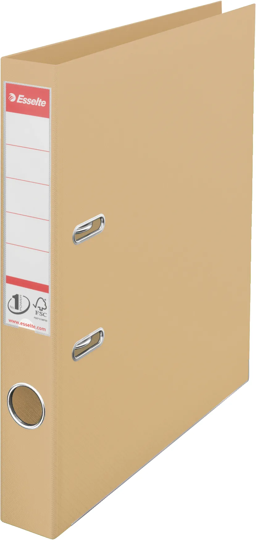 Biblioraft Esselte No.1 Power, PP/PP, partial reciclat, FSC, A4, 50 mm, culoarea nisipului
