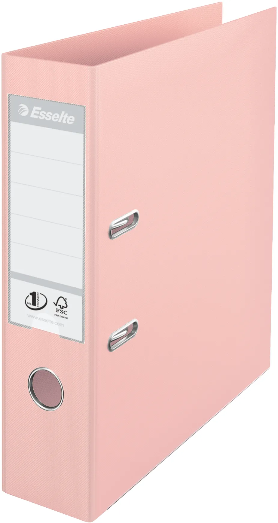 Biblioraft Esselte No.1 Power, PP/PP, partial reciclat, FSC, A4, 75 mm, culoarea piersicii