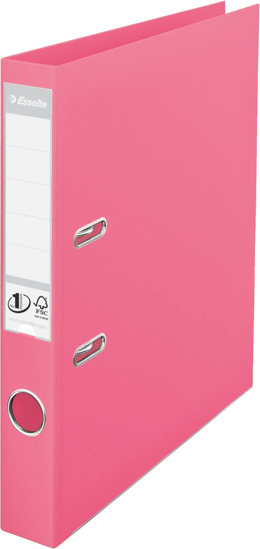 Biblioraft Esselte No.1 Power, PP/PP, partial reciclat, FSC, A4, 50 mm, roz