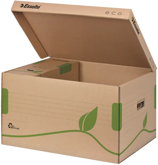 Container arhivare si transport Esselte Eco, deschidere superioara, carton, 100% reciclat, FSC, natur