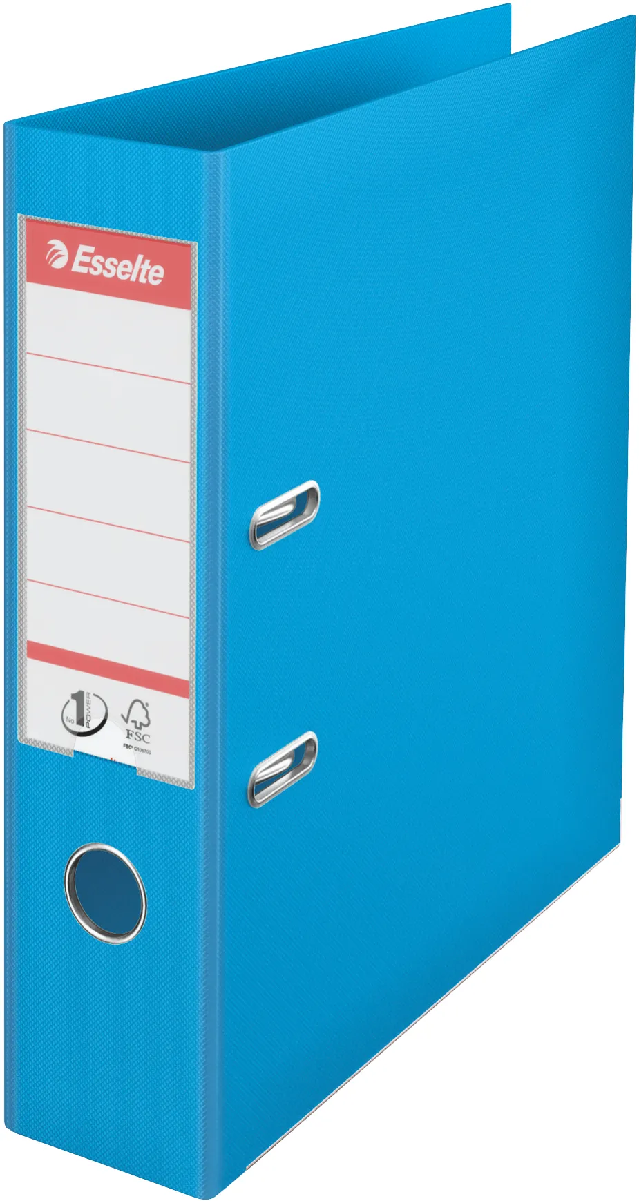 Biblioraft Esselte No.1 Power, PP/PP, partial reciclat, FSC, A4, 75 mm, cyan