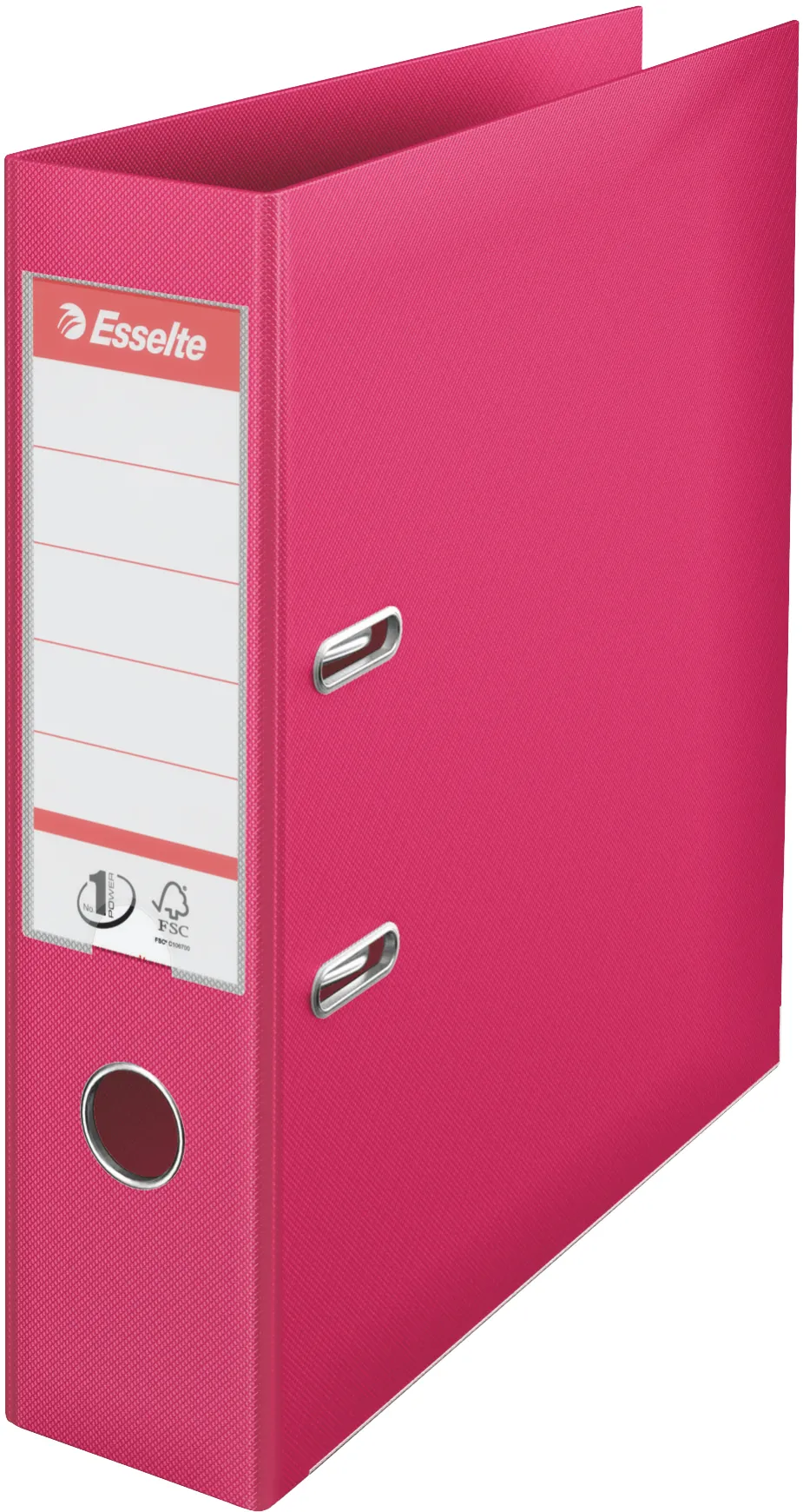 Biblioraft Esselte No.1 Power, PP/PP, partial reciclat, FSC, A4, 75 mm, fuchsia