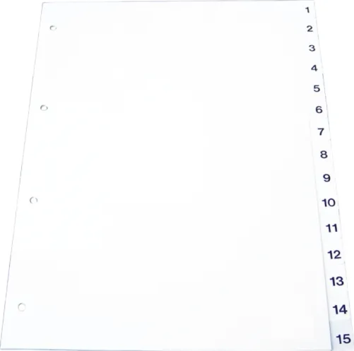 Index plastic gri, numeric 1- 5, A4, 120 microni, Optima