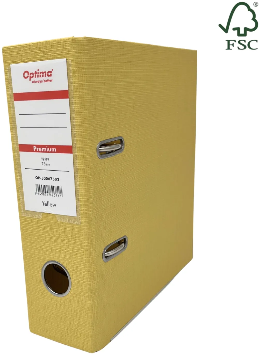 Biblioraft A5, plastifiat PP/PP, 75 mm, Optima Premium - galben
