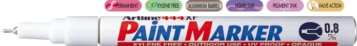 Marker cu vopsea ARTLINE 444XF, corp metalic, varf rotund 0.8mm - alb