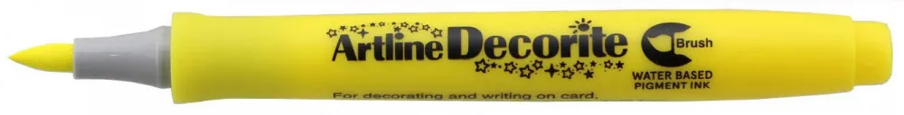 Marker ARTLINE Decorite, varf flexibil (tip pensula) - galben