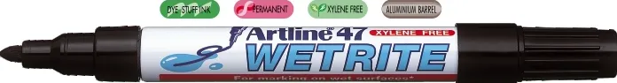 Marker ARTLINE 47, pentru suprafete umede, corp metalic, varf rotund 1.5mm - negru