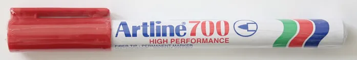 Permanent marker ARTLINE 700, corp metalic, varf rotund 0.7mm - rosu