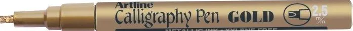 Marker ARTLINE Calligraphy, corp metalic, varf tesit din fetru 2.5mm - auriu