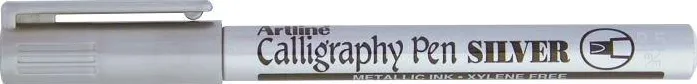 Marker ARTLINE Calligraphy, corp metalic, varf tesit din fetru 2.5mm - argintiu