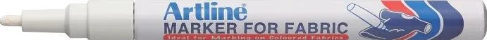 Marker ARTLINE for Fabric, pentru marcat pe material textil, corp metalic, varf rotund 1.2mm - alb