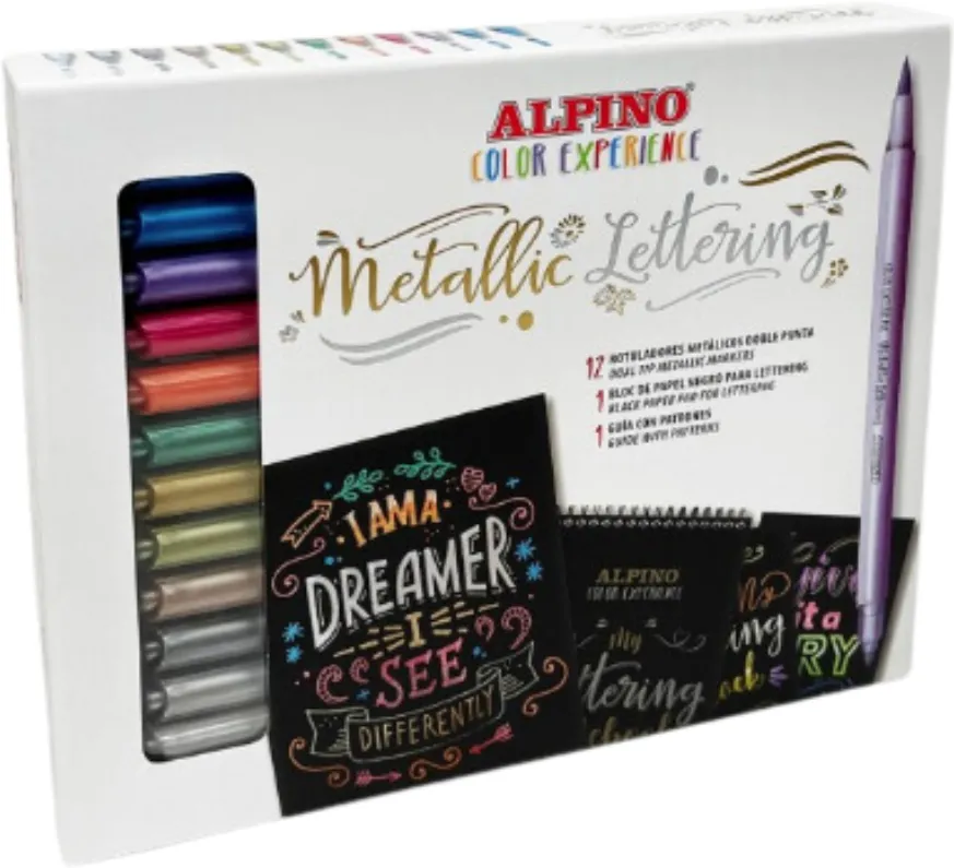 Set caligrafie 12 markere metalice cu 2 capete, ALPINO Color Experience