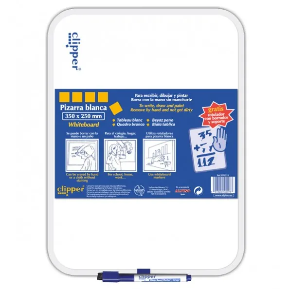Tablita pentru scris 35 x 25 cm + marker, CLIPPER - alba