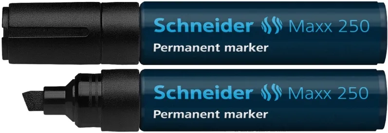 Permanent marker SCHNEIDER Maxx 250, varf tesit 2+7mm - negru