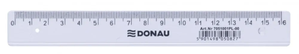 Rigla din plastic transparent, 16cm, DONAU