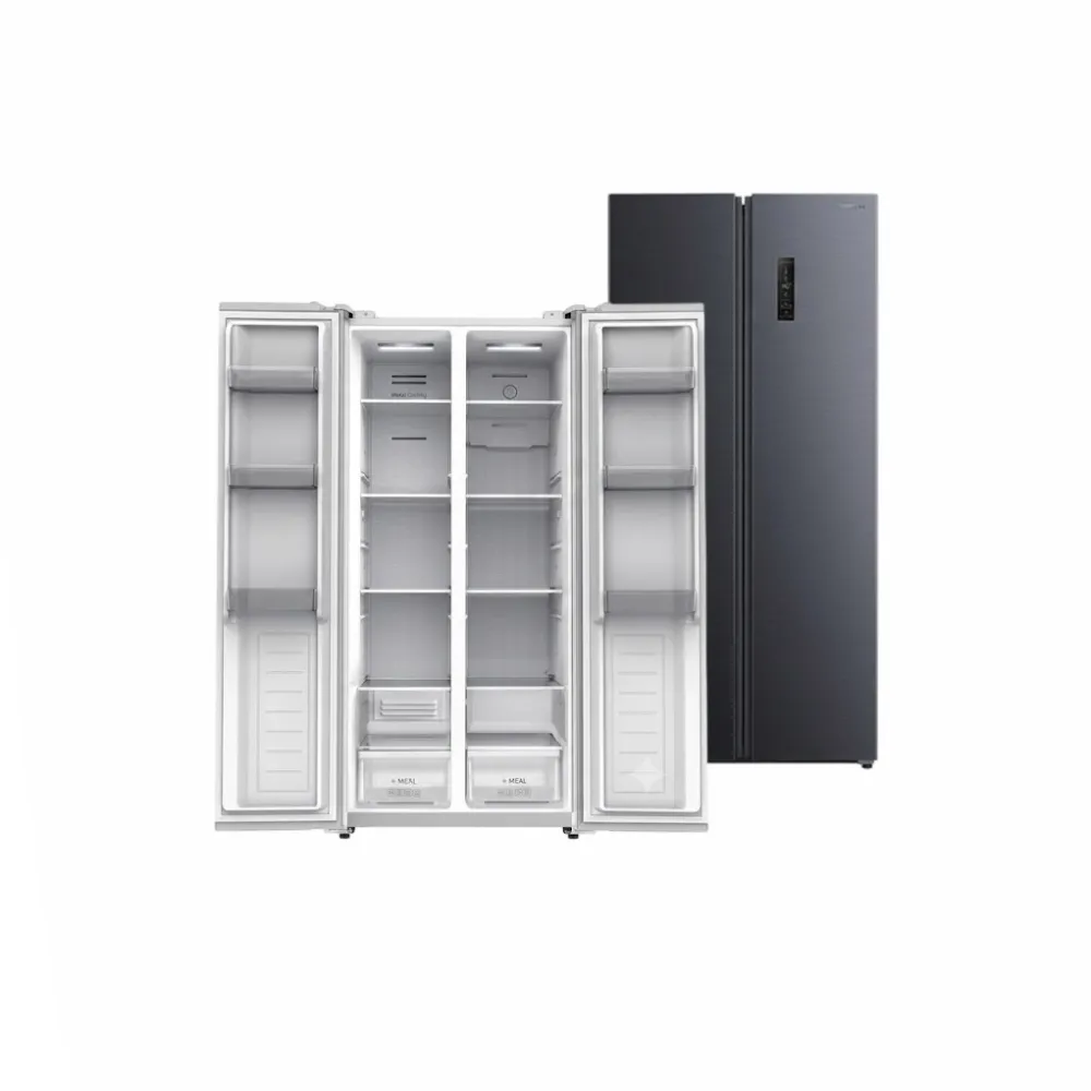 DAEWOO Side by side FRN-473ESS, clasa E, volum net total 473 (275+198) litri, Total No Frost, Display pe usa, Inverter, Silver
