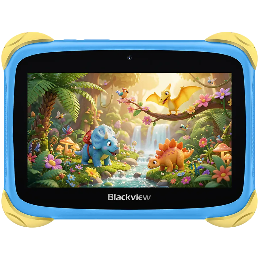 Blackview Link 1 Kids Mini WiFi6 7-inch 1024x600 HD+ 60Hz RK3562 2.0Hz 3GB+32GB 3000mAh Cam 2MP 5MP Stylus glass protector Handle Stand design Android 16 Brave Blue