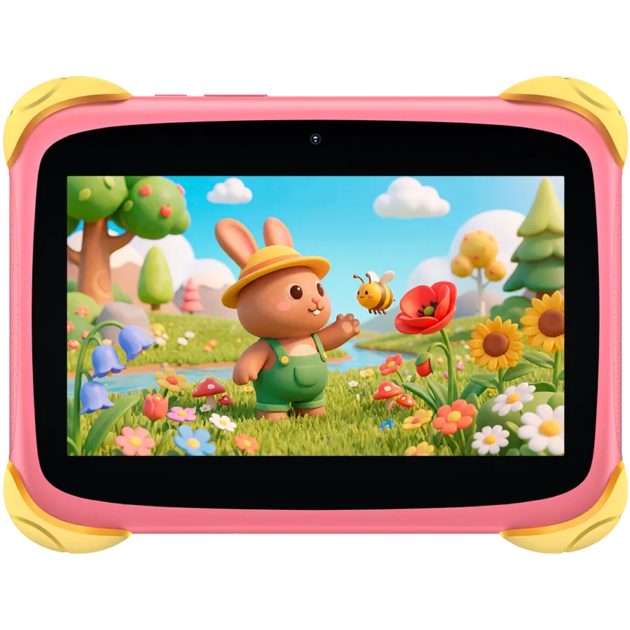 Blackview Link 1 Kids Mini WiFi6 7-inch 1024x600 HD+ 60Hz RK3562 2.0Hz 3GB+32GB 3000mAh Cam 2MP 5MP Stylus glass protector Handle Stand design Android 16 Sweet Pink