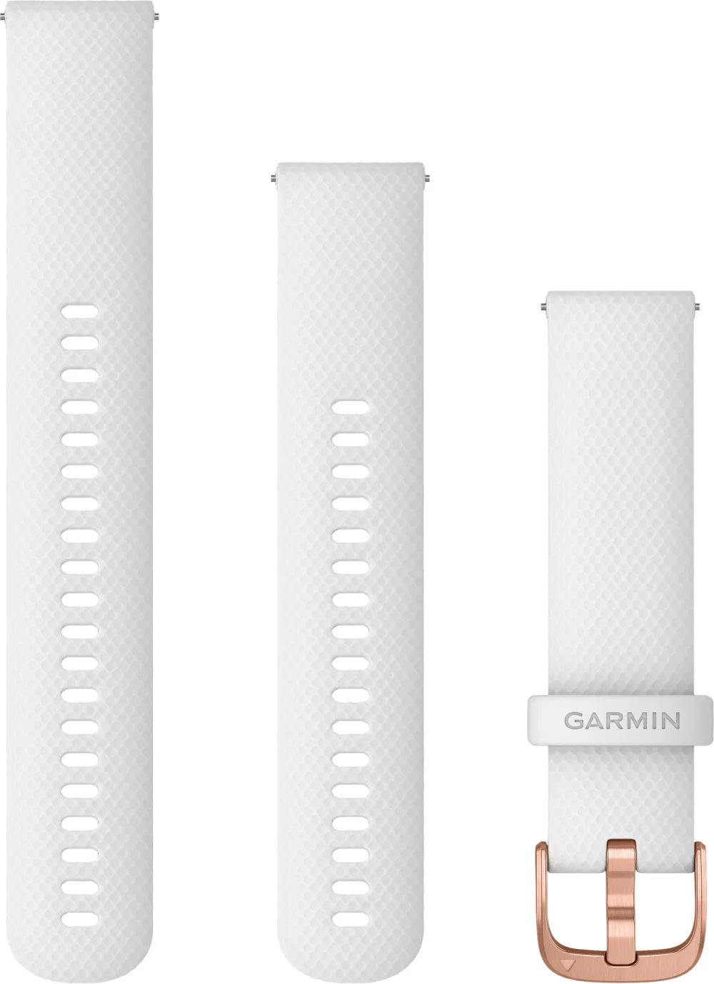 Garmin - curea silicon - Quick Release 20 - alba cu elemente metalice rose-gold