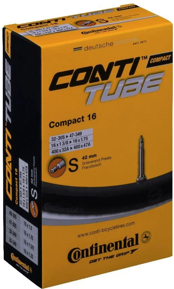 Continental - camera bicicleta copii 16" - Compact 16 - 32/47-305/349, 16x1 3/8-1.75 - valva presta - 42mm