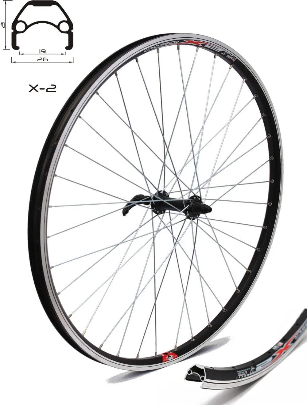 Crosser - Roata fata - X2 36H 26`` QR - V-brake cu butuc JYD761 - capsata -
