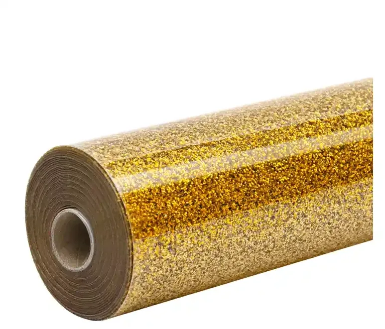 Folie de transfer termic cu sclipici HTVRONT, 30,5 cm x 90 cm (auriu)