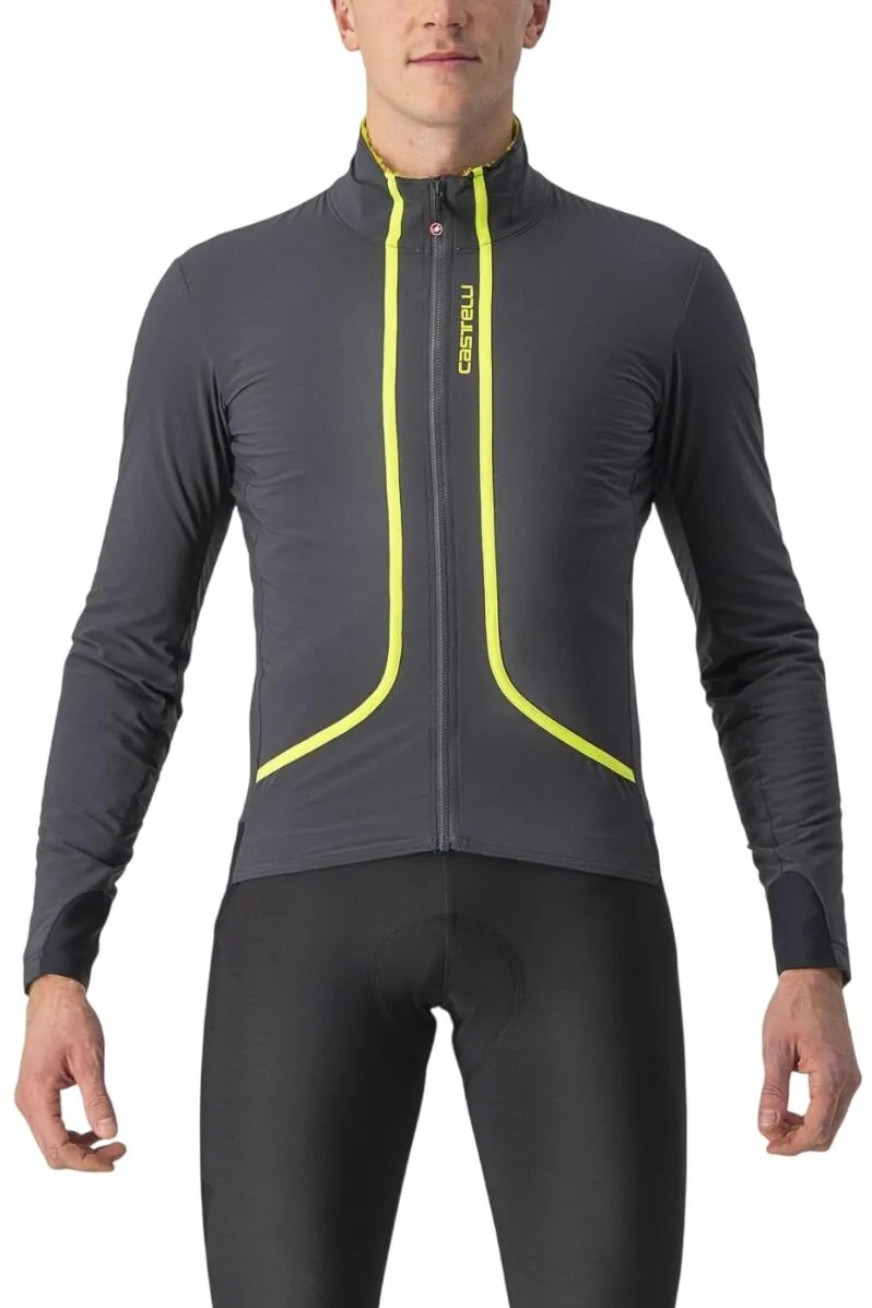 Castelli - jacheta ciclism iarna - Flight Air - antracit-galben fluo - S