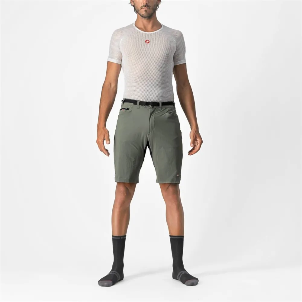 Castelli - pantaloni ciclism scurti largi - Unlimited Trail Baggy Short - forest gray - L