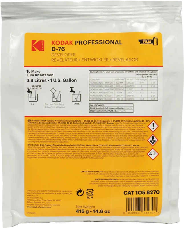 Kodak Professional D-76 Film Developer Powder To Make 3.8L