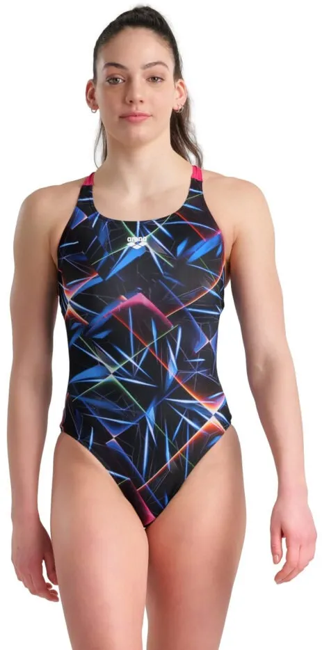 Arena - costum inot femei intreg - W Swimsuit Swim Pro Back Allover - Black I Multi I Freak Rose - 30
