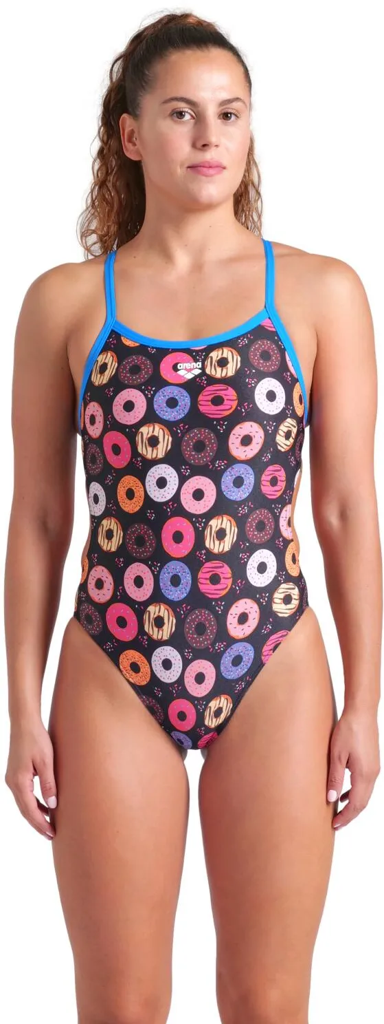 Arena - costum inot femei intreg - Donuts Swimsuit Challenge Back - Black - Multi I Blue I River - 40