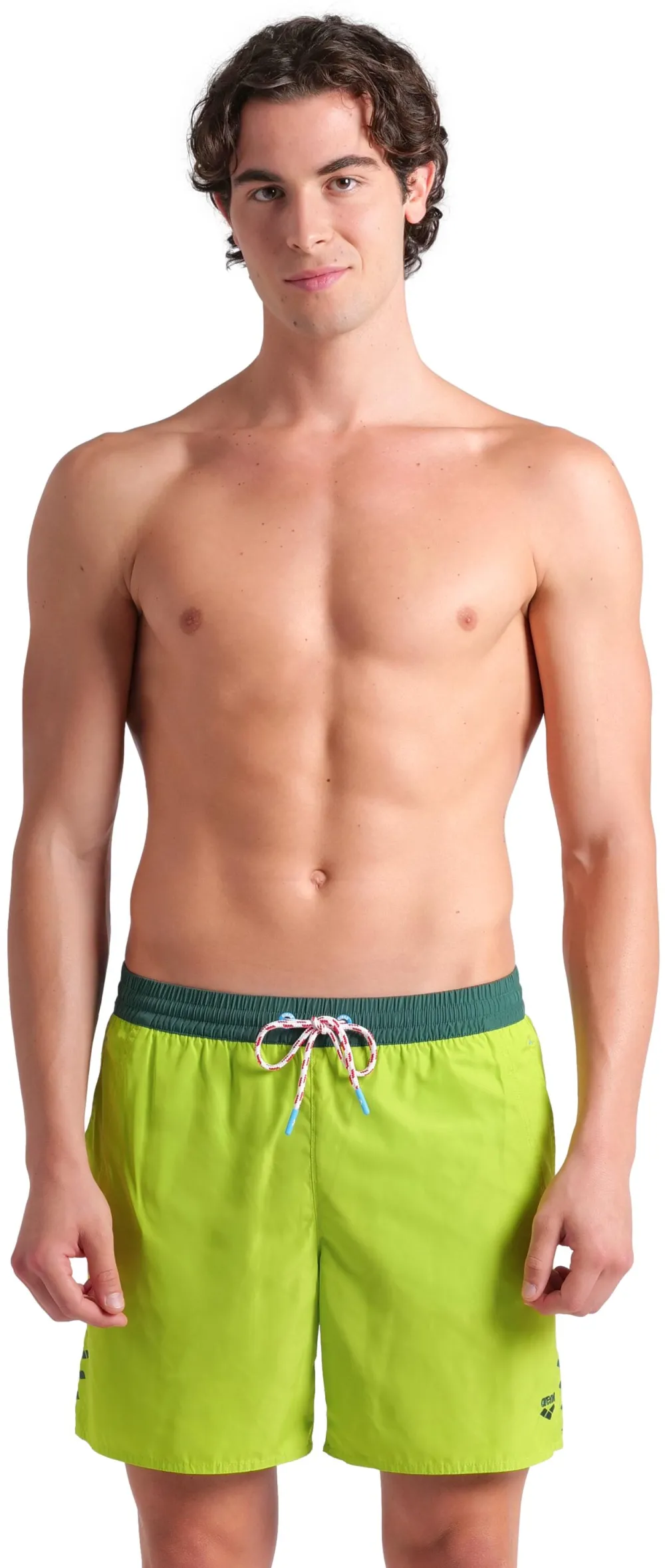 Arena - short inot barbati - Team Stripe Beach Boxer - Arctic-Lime-Mangrove - S