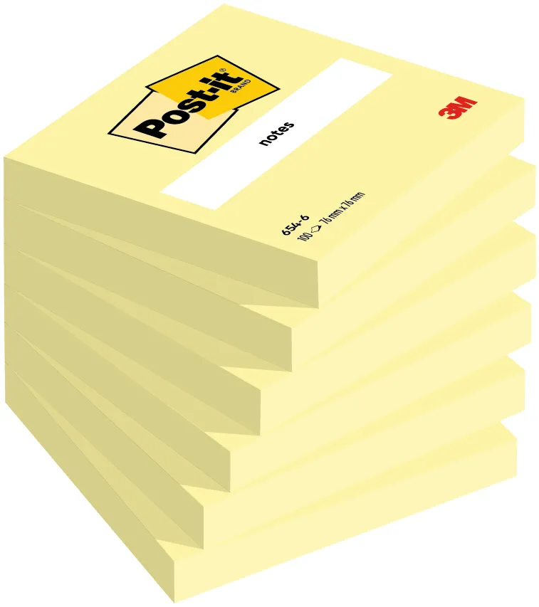Notite adezive Post-it®, Galben Canary yellow, 76 mm x 76 mm, 100 file/bucata, 100% PEFC