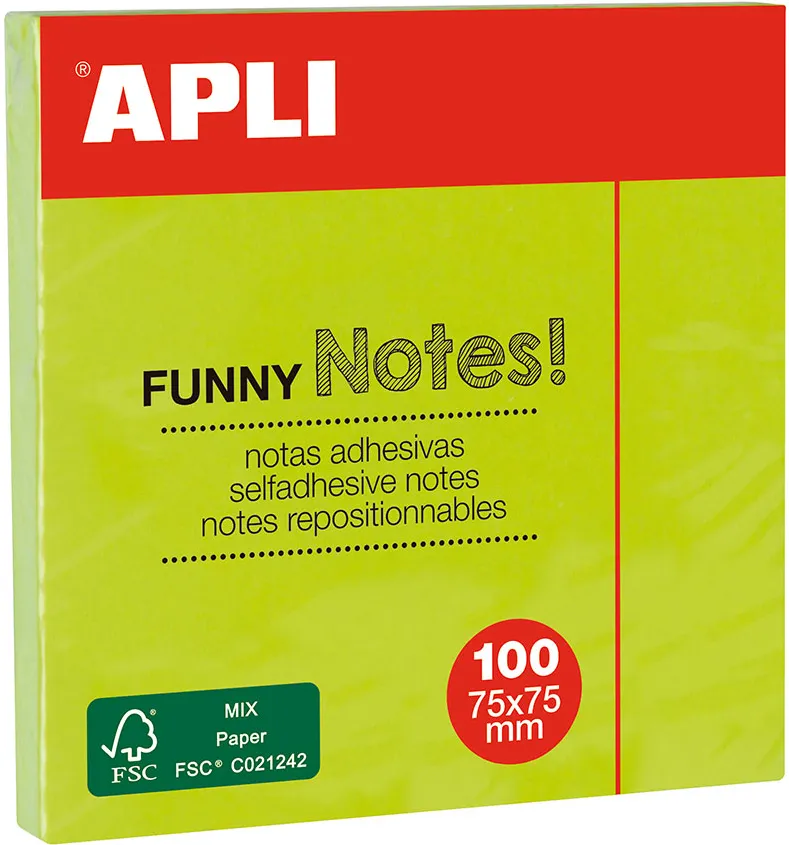 Notite adezive, Apli, 75 x 75 mm, verde, 100 file