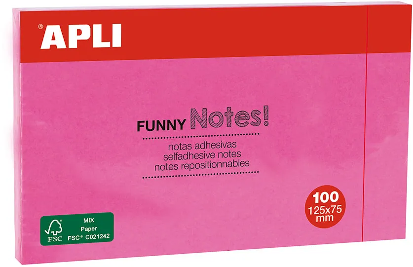 Notite adezive, Apli, 125 x 75 mm, magenta, 100 file/set