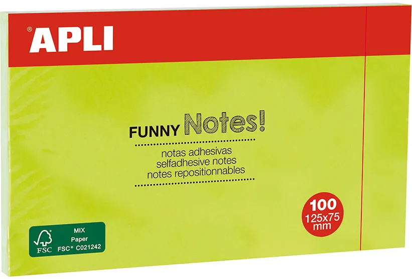 Notite adezive, Apli, 125 x 75 mm, verde, 100 file/set