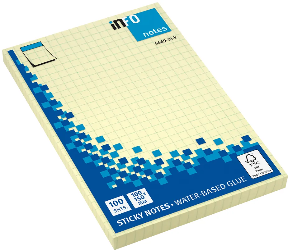 Notite adezive InFO, matematica, 100x150 mm, 100 file