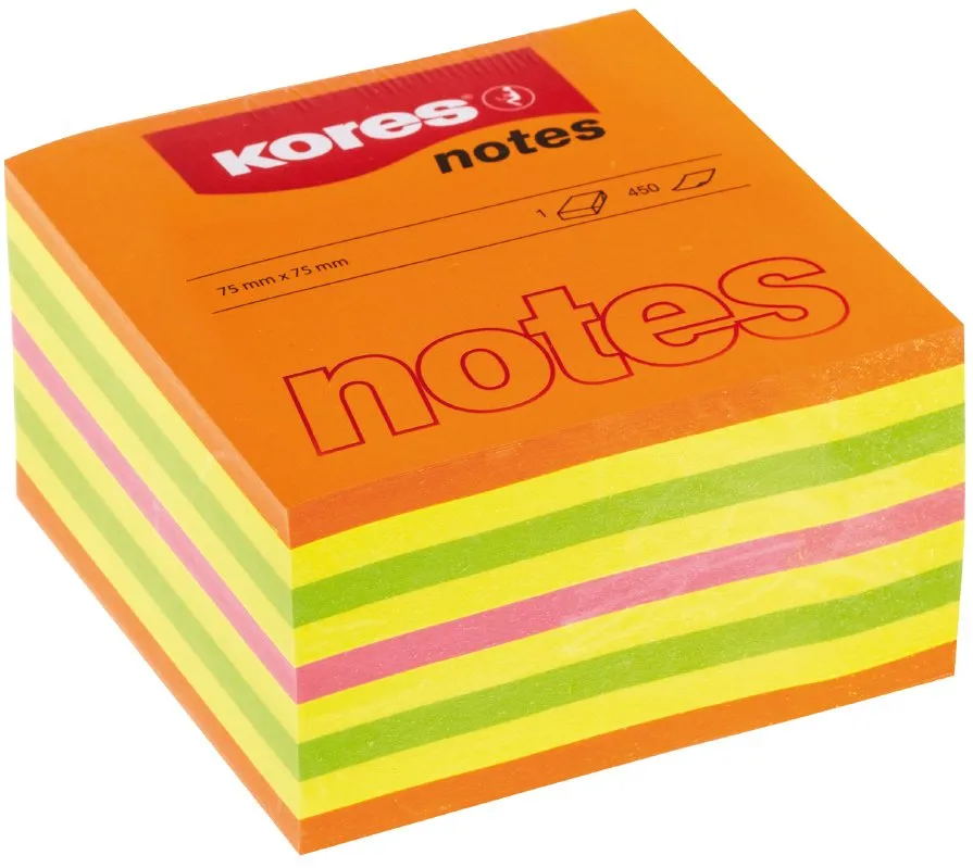 Notite adezive, Kores, 75 x 75 mm, multicolor, 450 file