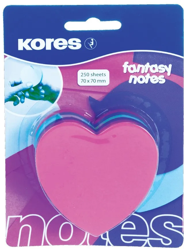 Notite adezive, Kores, inima, 250 file, multicolor