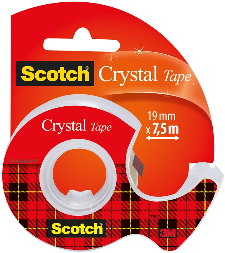 Banda adeziva lucioasa 3M Scotch® Crystal cu dispenser, 19 mm x 7,5 m, 1 bucata/ pachet