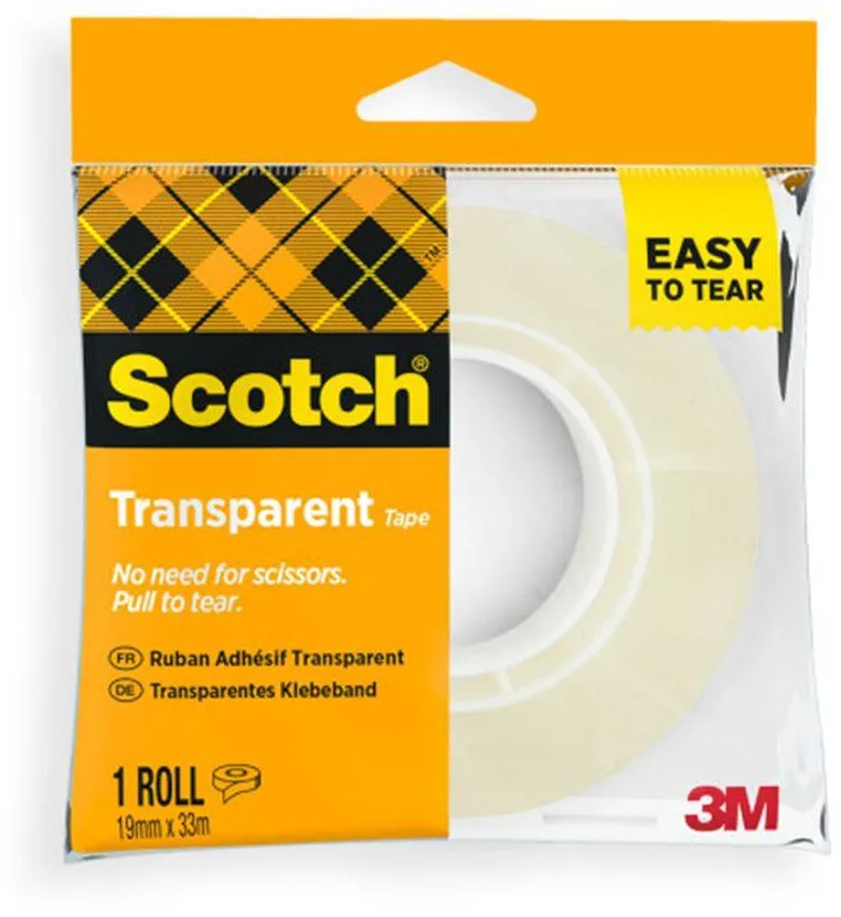 Banda adeziva Scotch transparenta, 19 mm x 33 m