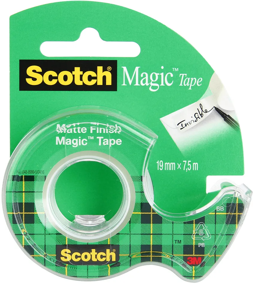 Banda adeziva invizibila mată 3M Scotch® Magic™,19 mm x 7.5 m, cu dispenser