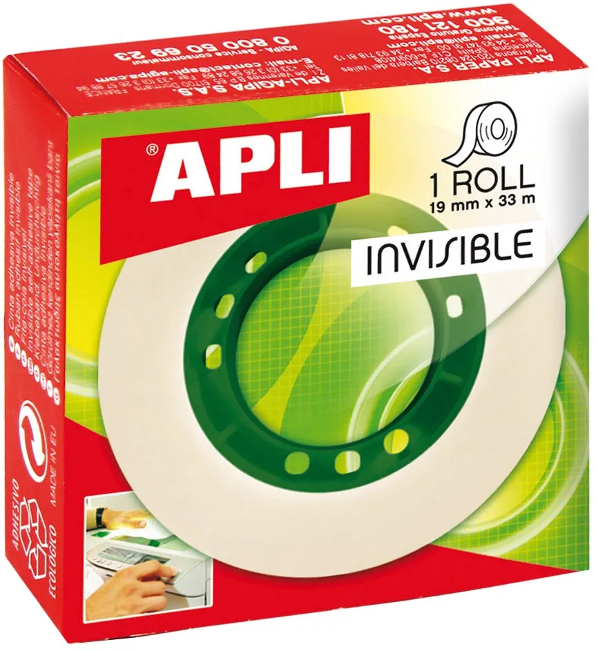 Banda adeziva Apli Invisible, 19 mm x 33 m