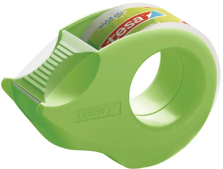 Banda adeziva Tesa Ecologo transparenta, 19 mm x 10 m, cu Mini dispenser
