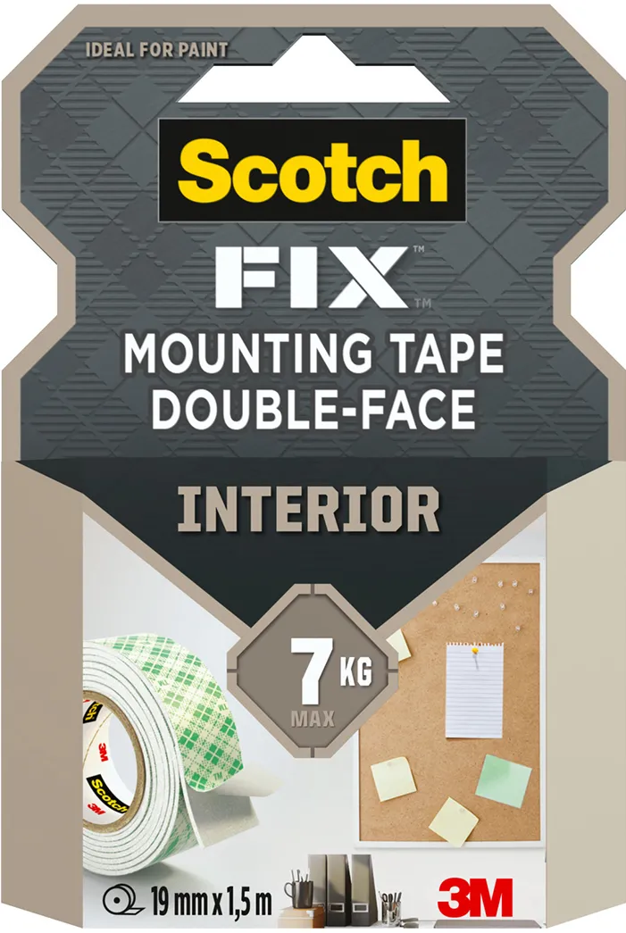 Banda dublu adeziva montare suprafete interioare Scotch-Fix™ 3M, 19 mm x 1.5 m, 1 rola/pachet