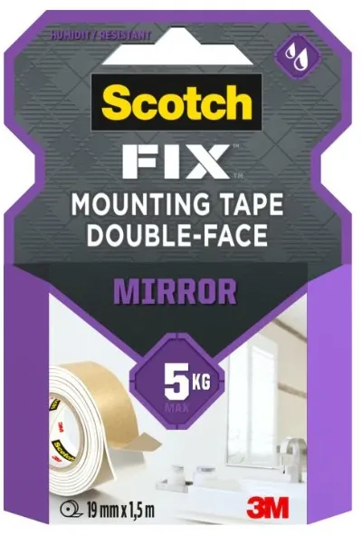 Banda dublu adeziva montare oglinzi Scotch-Fix™ 3M, 19 mm x 1.5 m