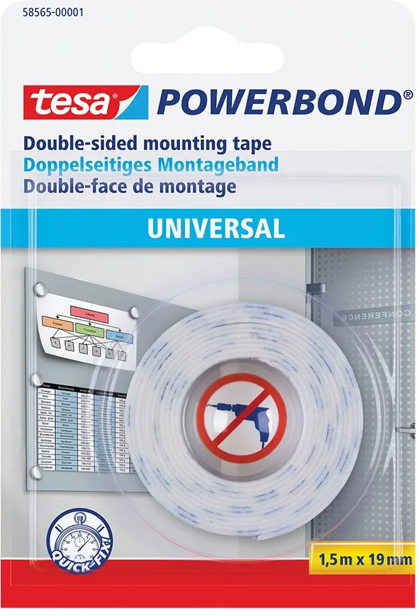 Banda dublu adeziva de montaj Tesa, 19 mm x 1.5 m